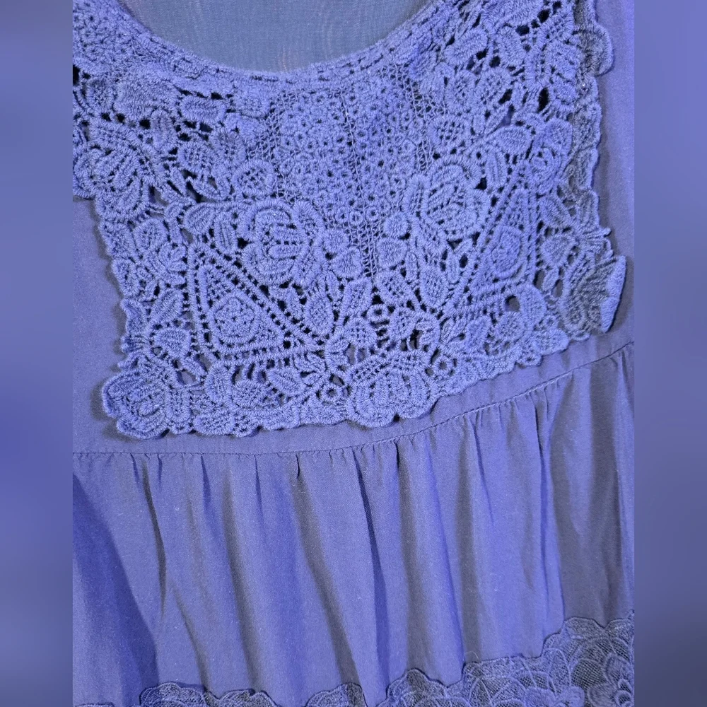 Altar'd State Navy Knit Boho Tiered Midi Dress Sz Small - Picture 2 of 11